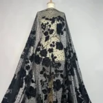 Luxurious Black Tulle with Intricate Black Embroidery