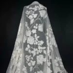 Luxurious Tulle with Intricate off white Embroidery