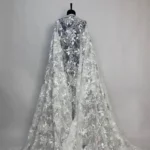 Glamorous off white lace with bold sequin flowers