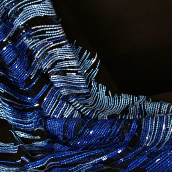 Black tulle with blue Embroidery