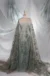Green and Brown Tulle adorned with floral embroidery - Image 2