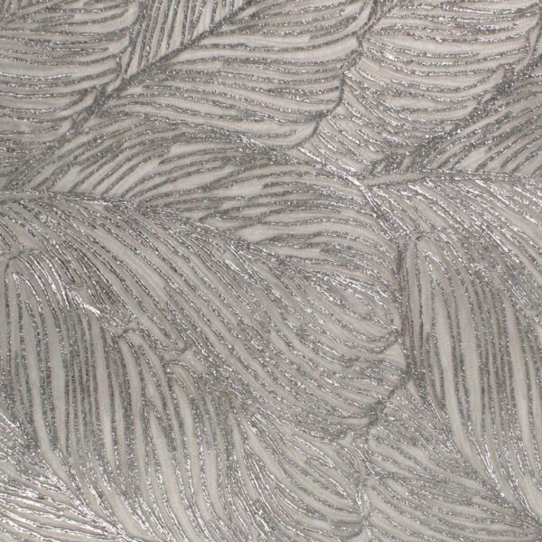 GREY Tulle adorned with leaves embroidery