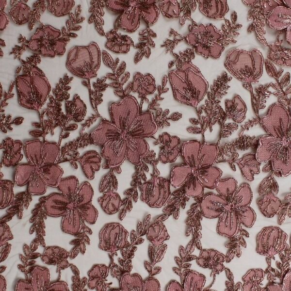 Luxurious 3D Metallic Rose Floral Embroidery