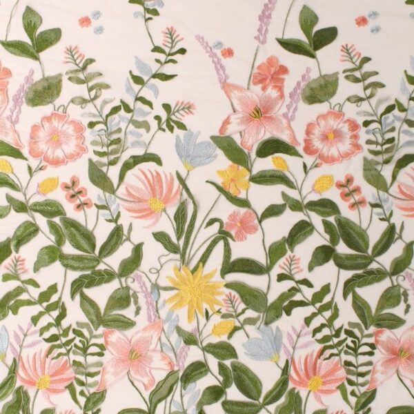 Yellow, Pink and Blue Elegant Whisper Embroidered Tulle