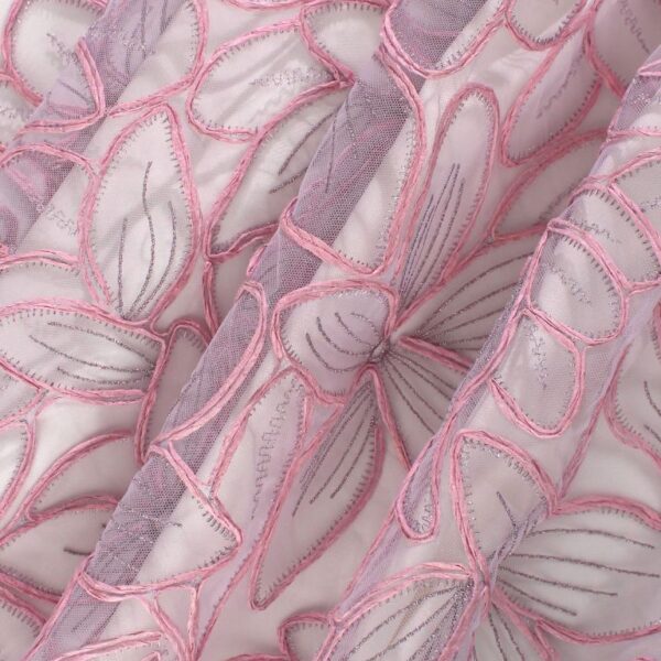 Charming Pink tulle with Embroidery and Paper Raffia Accents