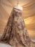Light beige and burgundy coloured Tulle fabric adorned with floral embroidery - Image 5