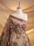 Light beige and burgundy coloured Tulle fabric adorned with floral embroidery - Image 6