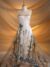 Golden and blue Tulle fabric adorned with floral embroidery - Image 5