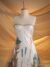 Golden and blue Tulle fabric adorned with floral embroidery - Image 6