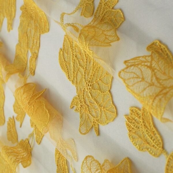 Yellow Tulle with Embroidery and Sequins