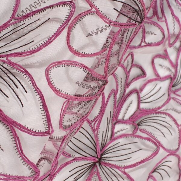 Charming Violet tulle with Embroidery and Paper Raffia Accents