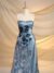 Navy and silver tulle fabric adorned with floral embroidery - Image 5