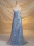 Blue Tulle fabric adorned with enormous and tiny floral embroidery - Image 5