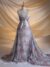 Purple and orange tulle fabric adorned with floral embroidery - Image 6