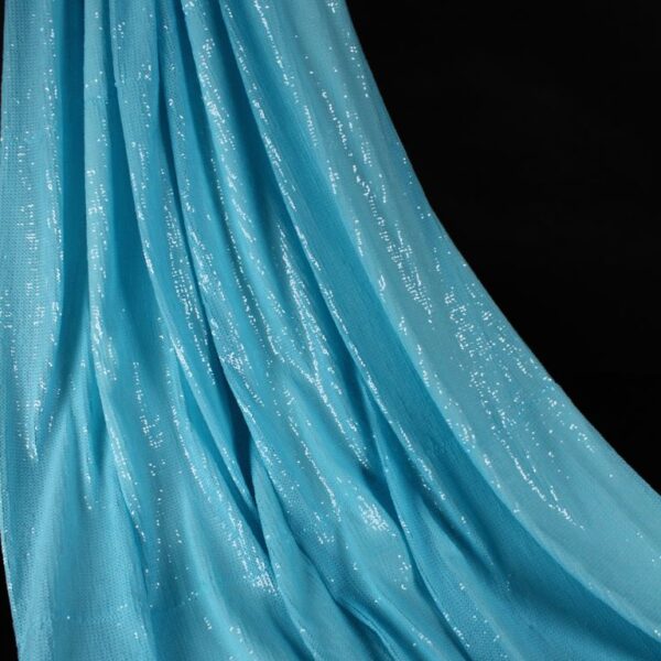 Blue Tulle with shiny Embroidery
