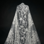 Off White tulle with elegant floral embroidery for a stunning gown