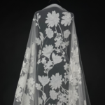 Off White Tulle with sequined flowers for a sparkling, elegant gown
