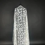 Eclipse Geometry Tulle with white Geometric Embroidery