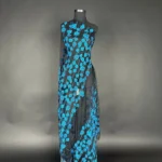 Eclipse Geometry Tulle with Bold Blue Geometric Embroidery