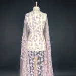 Eclipse Geometry Tulle with pink Geometric Embroidery