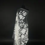 White Blossom Elegance Tulle with stunning Floral Embroidery