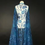 Blue Luminous Elegance Tulle with Embroidery and Delicate Sequins