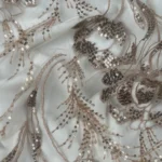 Beige Luminous Elegance Tulle with Embroidery and Delicate Sequins