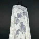 Off White Opulent Lace with Embroidery and Velvet Appliqué