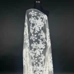 Celestial White Tulle with Elegant Floral Embroidery