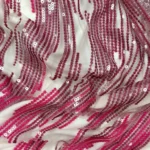 Blossom Tulle with Shiny Striped Pink Embroidery