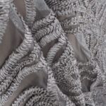 Gray Arched Embroidery on Silver Tulle